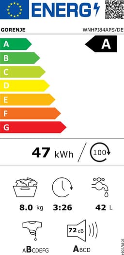 Gorenje WNHPI84APS/DE wasmachine Voorlader 8 kg 1400 RPM Wit — thumbnail 2
