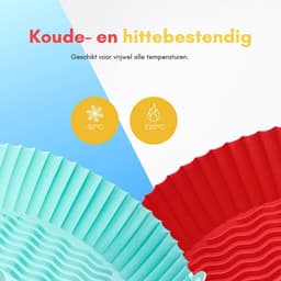 HipWare - Airfryer Siliconen mandje - Antiaanbaklaag - Vaatwasserbestendig - Rond - Cyaan/Rood — thumbnail 3