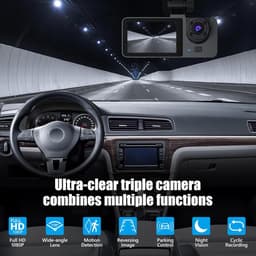Dashcam voor auto voor en achter – Dual dashcam – Voor- en achtercamera – Autocamera – Full HD dashcam – Dashcam met nachtzicht – Dashcam met bewegingssensor – Groothoeklens – Parkeermodus – Loop recording – Dashcam met SD-kaart — thumbnail 3
