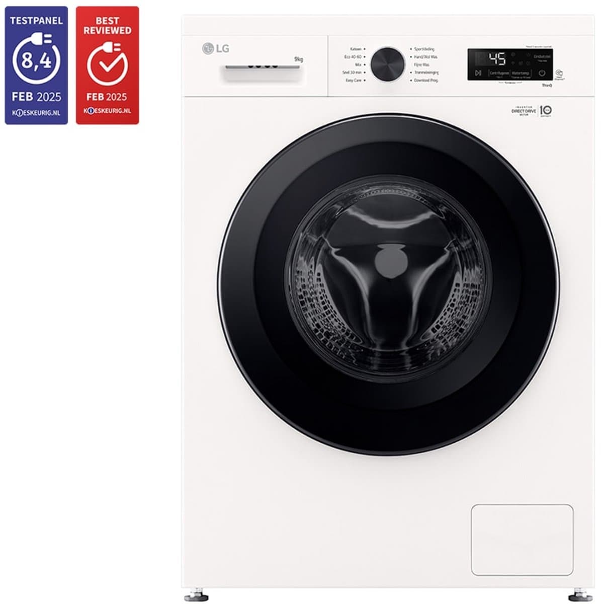 【Mega Vakantiegeld Deal】LG F4X1009NWK wasmachine - wit - direct drive-motor - 9 kg - 1400 tpm - A — afbeelding 1