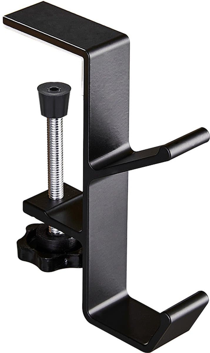 Metalen hoofdtelefoonhaak, hoofdtelefoonhanger met dubbele haak, universele gamingheadset van aluminiumlegering, standaard onder tafel, antislip, verstelbare hoofdtelefoonhanger voor op het bureau — afbeelding 1