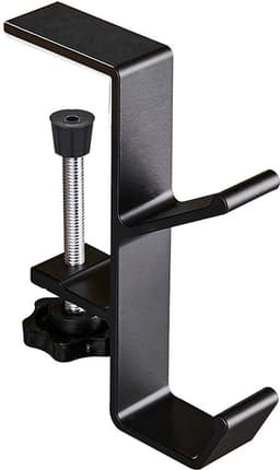 Metalen hoofdtelefoonhaak, hoofdtelefoonhanger met dubbele haak, universele gamingheadset van aluminiumlegering, standaard onder tafel, antislip, verstelbare hoofdtelefoonhanger voor op het bureau — thumbnail 1
