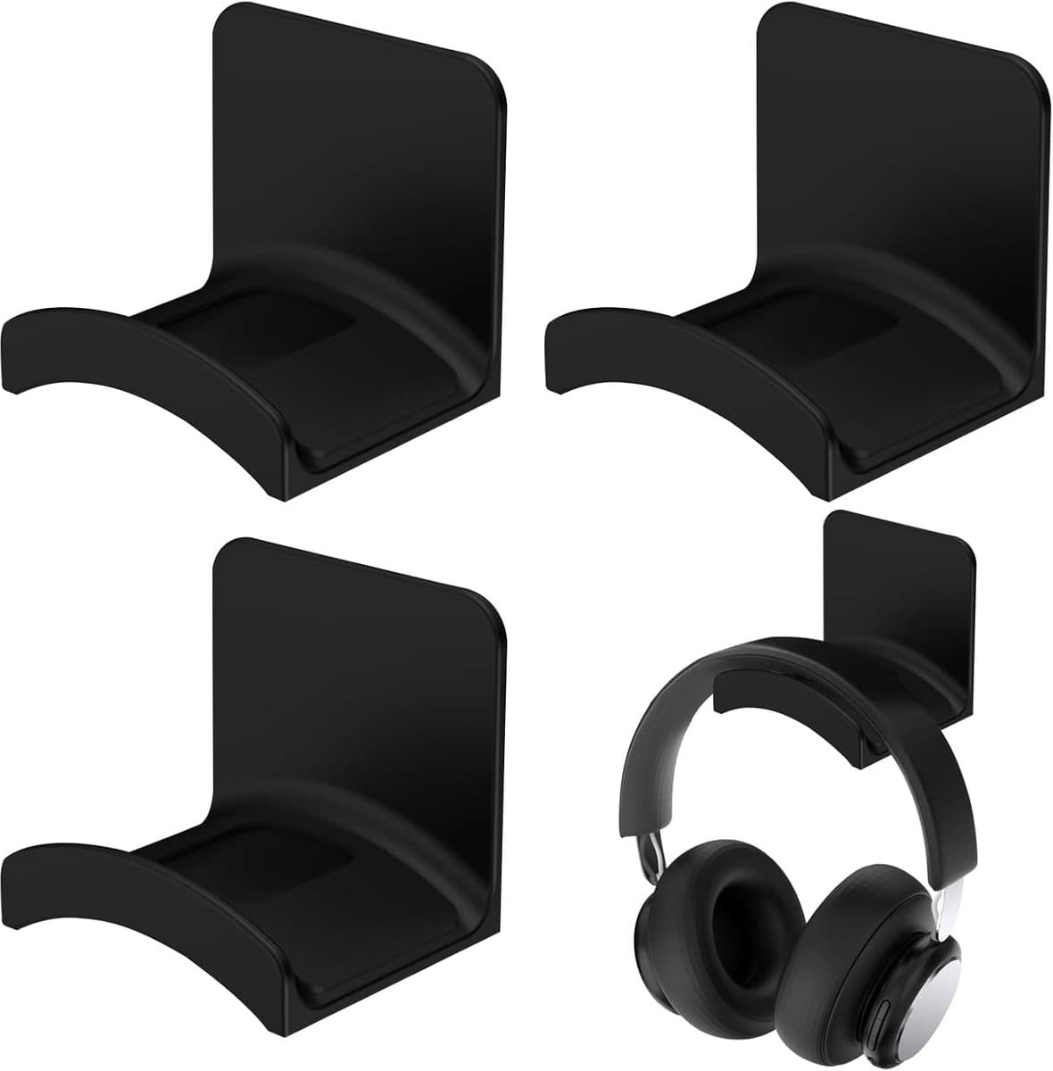 3 stucks gaming headset houders, universele headset houders met lijm, plastic, standaard voor headsets op bureaus, kasten, muren, tafels, etc. — afbeelding 1