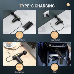 Diepe weefselmassage, draagbaar elektrisch massage-apparaat, massage-apparaat met hoge intensiteit, ultra-stil draagbaar elektrisch sportmassage-apparaat met 4 verwisselbare massagekoppen, zwart. — thumbnail 2