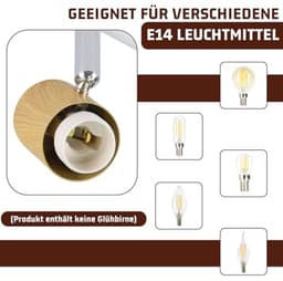 Vintage plafondverlichting met 4 draaibare lampen - Witte lamp voor woonkamer, gang en slaapkamer — thumbnail 5
