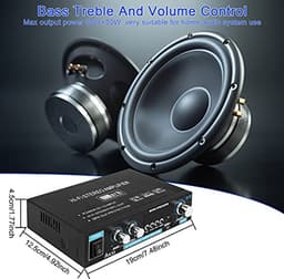 2-kanaals mini hifi stereo versterker met digitale eindversterker en bas/tone regeling voor pc en thuisbioscoop — thumbnail 4