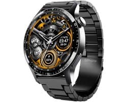 DrPhone ChronaX Smartwatch – 1.35” HD Retina Display – Bluetooth Bellen – SpO₂ Saturatie – Hartslag – Bloeddruk – Lichaamstemperatuur – HRV – Ademhalingsoefeningen – Rekenmachine – Voice Assistant – Telefoonzoeker – 200+ Sportmodi