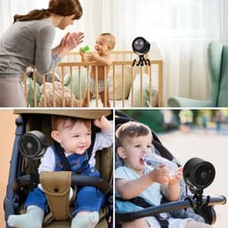 Draagbare Ventilator met 5000mAh Accu, LCD Display, 5 Snelheden en 360° Rotatie voor Kinderwagens en Reizen — thumbnail 5