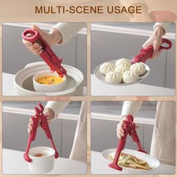 2-in-1 anti-verbrandingsklemmen voor kommen, multifunctionele anti-verbrandingstang, hittebestendige siliconen handgreep voor hete platen, ovenklem, voor kom en bord (rood) - Cyslmuk® — thumbnail 2