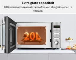 SKYNEXT Vrijstaande Magnetron - 20L - 6 standen - Nieuw Model - 1150W - Microwave - RVS/Zwart — thumbnail 6