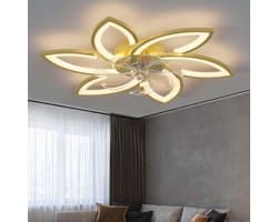 6 Sterren Plafondlamp Met Ventilator - Goud - Met Afstandsbediening - Smart lamp - Dimbaar Met App - 6 Standen Ventilator - Woonkamerlamp - Moderne lamp - Plafoniere — afbeelding 1
