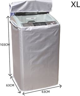Wasmachinehoes - Stofdicht en waterdicht polyester - Wasmachine-drogerhoes met zilveren coating - Verstelbare zonwering - voor bovenladers en drogers - Pulsator Wasmachine - XL — thumbnail 4