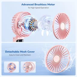 Draagbare Mini Ventilator met 6 Snelheden en 5200 mAh Accu - Opvouwbare USB Ventilator voor Thuis, Kantoor en Buiten — thumbnail 5