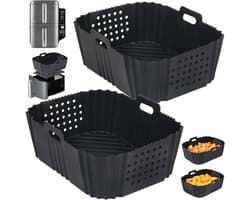 TOVBMUP Airfryer-accessoires - Geschikt voor de Ninja SL401 Double Stack Airfryer - Ook geschikt voor de Ninja DZ201/Dz401/DZ550 en andere Dual Airfryer - Siliconen mal - Airfryer siliconen bakplaatinzetstuk