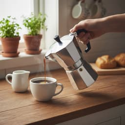 Floria Moka Pot Percolator 3-kops – Espressopot aluminium – 3 cups – Voor gas & elektrisch fornuis – Zilver — thumbnail 2
