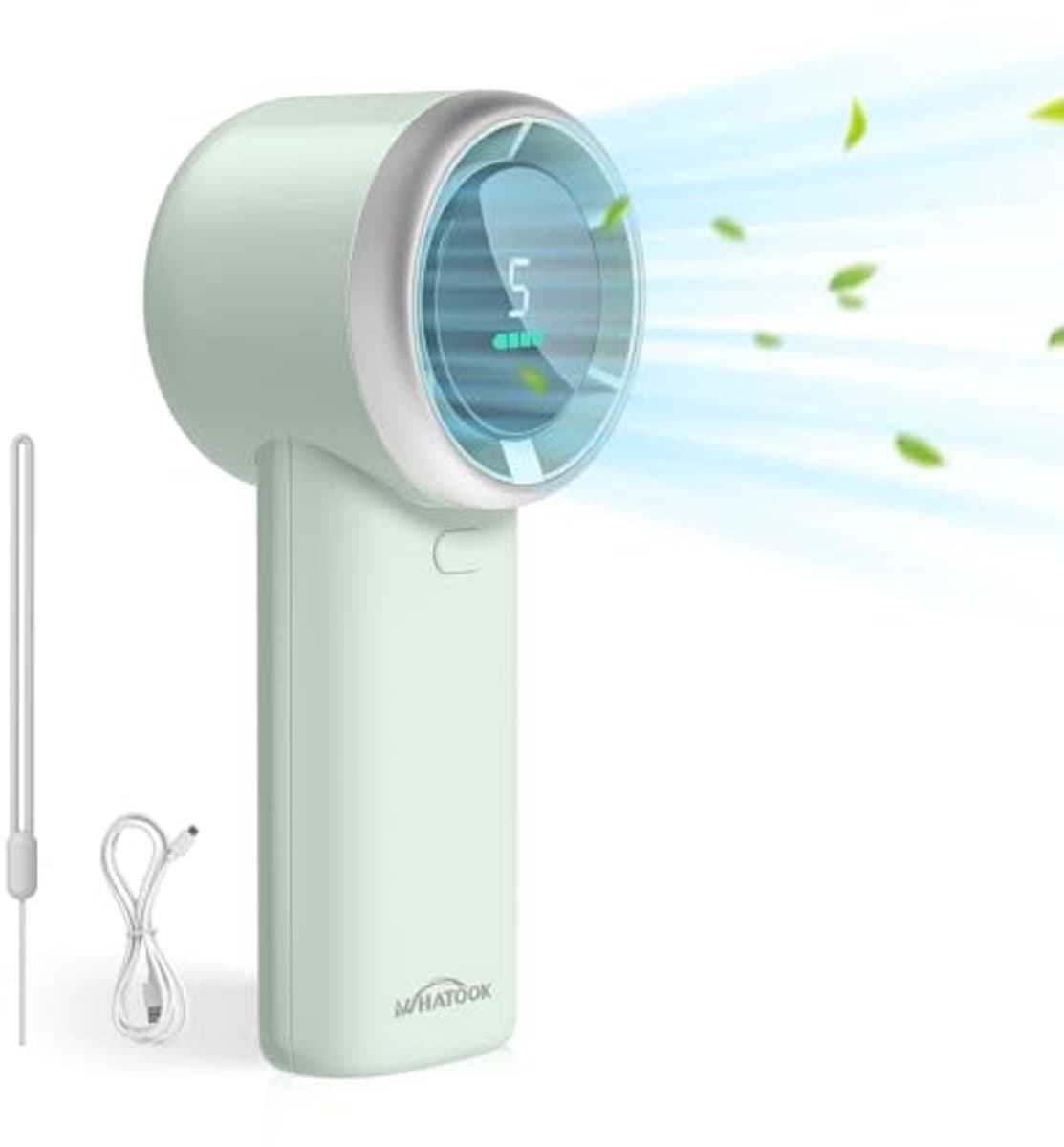 Draagbare Handventilator met Digitaal Scherm en Snellaad USB-C - Krachtige Koeling voor Buiten en Sport — afbeelding 1