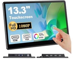 Draagbare Touchscreen Laptop Monitor 13,3 inch FHD 1920 x 1080 IPS - HDMI & VGA Plug & Play