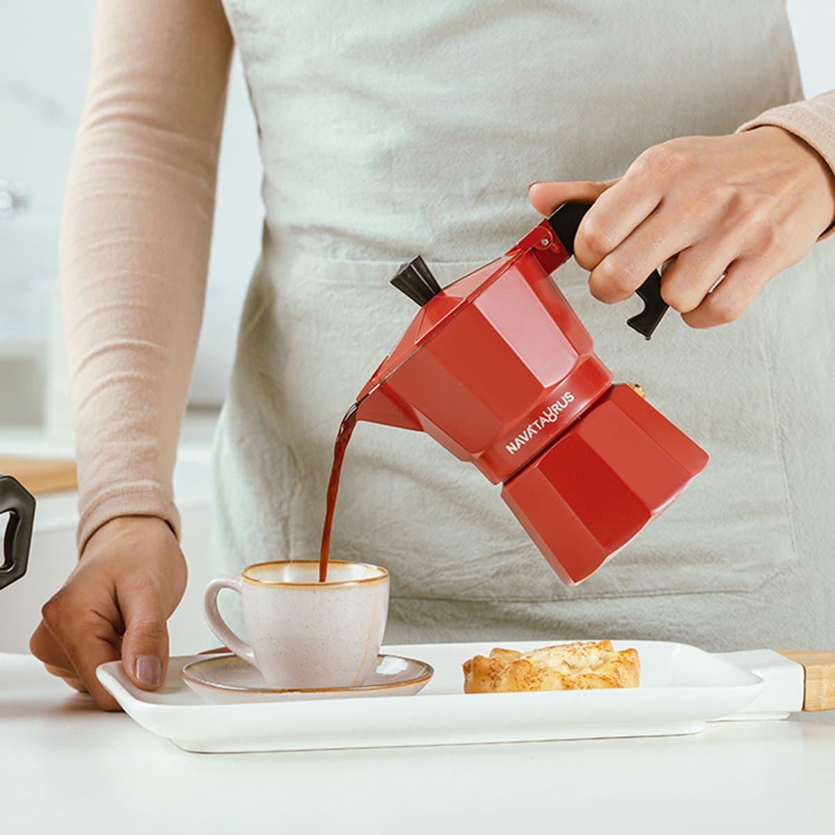 Moka pot Aluminium mokkapot Koffie Machine Espresso Maker "TAURUS" 150ml - 3 kopjes — afbeelding 1