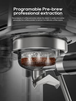 Trendique - Espressomachine - Koffiezetapparaat - Koffiemachines - Roestvrijstaal - zilverkleur - 20 bar - Semi- automatisch — thumbnail 5
