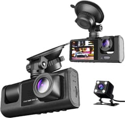 Dubbele dashcam voor in de auto, voor- en binnenkant, autobeveiligingsvideorecorder met audio, 1080P, voertuigcamera, plug-and-play, WDR, nachtzicht, automatische vergrendeling met G-sensor, 2 inch scherm（Met 8G geheugenkaart） — thumbnail 1