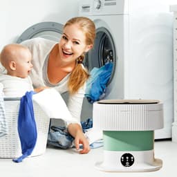 10L Grote Grensoverschrijdende Opvouwbare Wasmachine met Groot Ondergoed, Sokken, Babykleding en Kleine Mini Wasmachine (Groen) — thumbnail 2