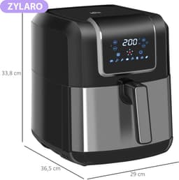 Premie Airfryer - 6,5L - met 8 menu's LED-display - 80ºC tot 200ºC - 1700W - Zwart+Grijs — thumbnail 7