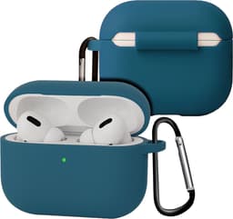 Case - Geschikt voor Apple Airpods Pro 3 - Siliconen Hoes met Clip - Silicone Hoesje Cover - Donkerblauw — thumbnail 1