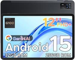 Doogee Tab E3+ -Tablet-Android 15- 12 inch 90Hz FHD+ - 4G LTE-Gemini AI-32GB ROM+256GB ROM（2TB TF）-Helio G100-8800mAh/18W-Vier luidsprekers-Face ID-5G Wi-Fi-A GPS-GPS-Zwart