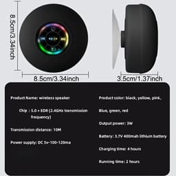 Crrynuo - Bluetooth Speaker - Draadloze Speaker - 8.5*8.5Cm - 1 Stuk - USB Opladen - Zwart — thumbnail 2