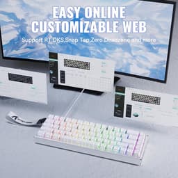 ATTACK SHARK X68MAX HE - Magnetic Switch Wired Gaming Toetsenbord - CNC Aluminium - 68keys - RGB - Side Printed PBT Keycaps - Decorative Lanyard - 8Khz - 0.005mmRT - 0.08ms - White Contour Line — thumbnail 4