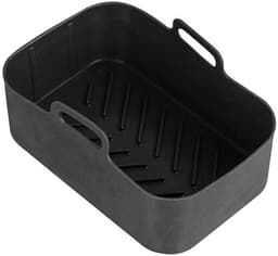 2 stucks Airfryer Siliconen Pan Rechthoekig Herbruikbaar Vervangingsvoering Inzetpan Dubbele Mand Kipmat Geschikt voor Ninja Air Fryer Accessoires-blauw — thumbnail 2