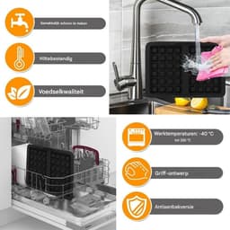 EXCITAT Wafelijzer - Siliconen mal - Airfryer accessoire - Geschikt voor thuis, bakkerij, dessertwinkel, café - Zwart — thumbnail 4
