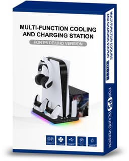 NexZone - PS5 Ventilator - Oplaadstation - RGB verlichting - Game disc opslag - Afstandbediening - Zwart — thumbnail 2