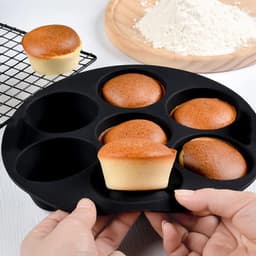 Siliconen muffinvorm, 7-cup diepe siliconen bakvorm, muffinvorm, muffinbakvorm, Yorkshire pudding, brood, cake (zwart) — thumbnail 4