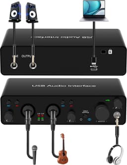 Delmark USB Audio-interface - 2e Generatie - 2i2 - 24bit - 192kHz - 2 ingangen - Zwart — thumbnail 4