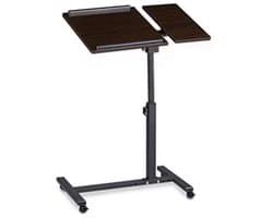 CASAXL Handy Laptop Tafel - Werkplek - 2 Werkbladen - Mini Bureau - Verstelbaar - Zwart - Draaibaar - Kantelbaar
