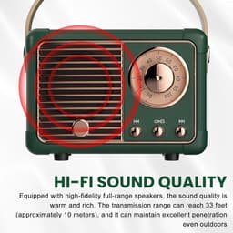 Retro Bluetooth-luidspreker, mini draagbare bluetooth-luidspreker, retro radio, bluetooth-luidspreker, oplaadbaar, retro transistorradio, vintage radio voor thuis, cadeau (groen) — thumbnail 2