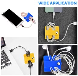 Hoofdtelefoonkabel Organizer - Siliconen Draagbaar en Compact voor Werk en Reizen (Geel en Blauw) — thumbnail 4