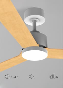 CREATE - Stille plafondventilator 40W met licht - Wit / Licht hout - Ø152cm - Controller voor wandmontage + afstandsbediening - WIND MODERN — thumbnail 2