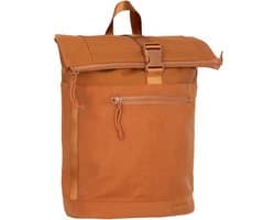 New Rebels New York Ribbi Rolltop Rugzak 17-21L Schooltas & Werktas Ribstof Laptop Rugtas 15.6 inch coffee bruin
