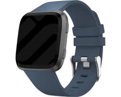 Siliconen Smartwatch bandje - Geschikt voor Fitbit Versa / Versa 2 silicone band - grijsblauw - Strap-it Horlogeband / Polsband / Armband - Maat: Maat S