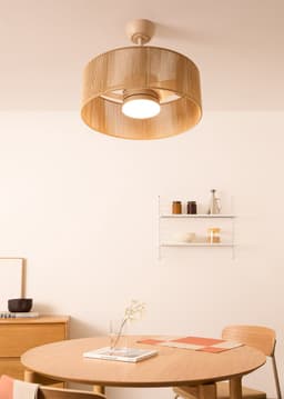 CREATE - Stille plafondventilator 25W met licht - Zand - Ø55cm - WIND LAMP WOVEN — thumbnail 5