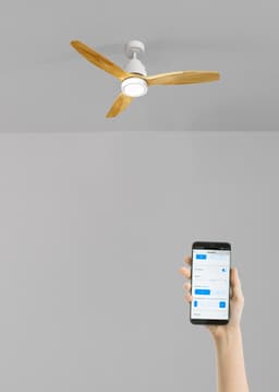 CREATE - Plafondventilator 40W silent 100% hout - Wit / Licht hout - Ø112cm - Met licht - WIFI + Afstandsbediening - WIND STYLANCE — thumbnail 3