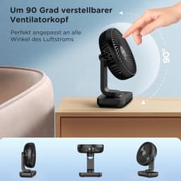 USB-bureauventilator met 4000 mAh batterijcapaciteit - Draagbare, stille ventilator met 4 snelheden en LED-display — thumbnail 2