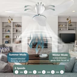 Plafondventilator met licht en afstandsbediening – 100 cm, 60 W, omkeerbare motor, 6 snelheden, voor alle seizoenen — thumbnail 1