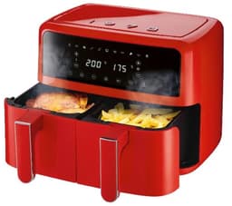 SILVERCREST® Hetelucht friteuse - Heteluchtfriteuse - Airfryer - Vermogen: 2600 W - Inhoud: 2x 4,35 L - Temperatuur: 60/200 °C - Rood — thumbnail 4