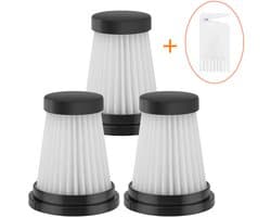 HEPA Filter - 3 Stuks - Geschikt voor Moosoo K12 K12 PRO K13 - Stofzuigerfilter - Stofzuiger Accessoires - Vervanging Filter - Voor Handheld Draadloze Stofzuiger - Met Filterborstel