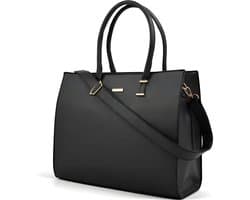 Dames tassen - Schoudertas met 3cm brede band / schouderriem - Sophie Siero Max zwart - Dames tas en Shopper - Werktas - Schooltas - Geschikt voor Laptop 15 inch en A4