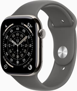 Apple Watch Series 11 gps + Cellular - 42mm titanium Case Stone Grey Sport Band S/m Smartwatch Natural — thumbnail 1