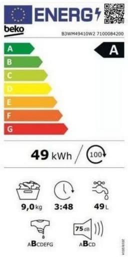 Beko B3WM49410W2 -EnergySpin - wsmachine 9 kg — thumbnail 2